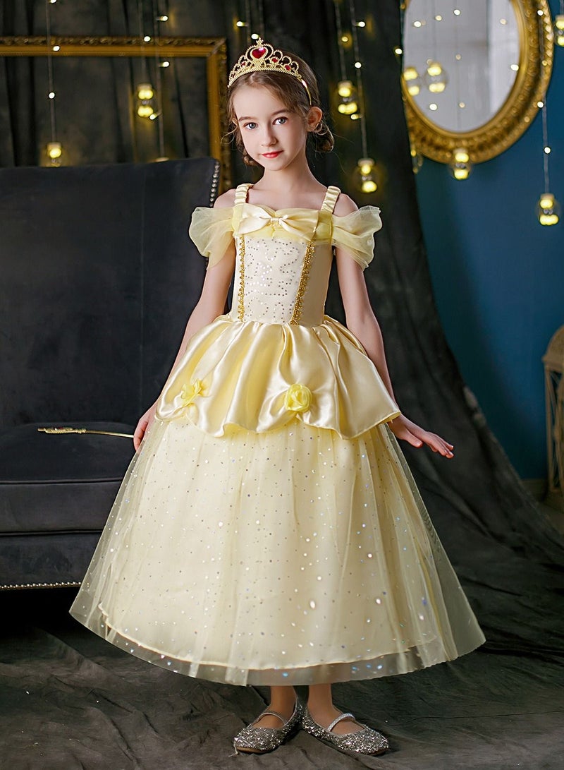 Bella Princess Dress Yellow Dress Cosplay Sweet Style Cosplay Halloween Costume Fancy Dress Daily clothing Outfit Dancewear for Girls Birthday Party Outfits - Image 1