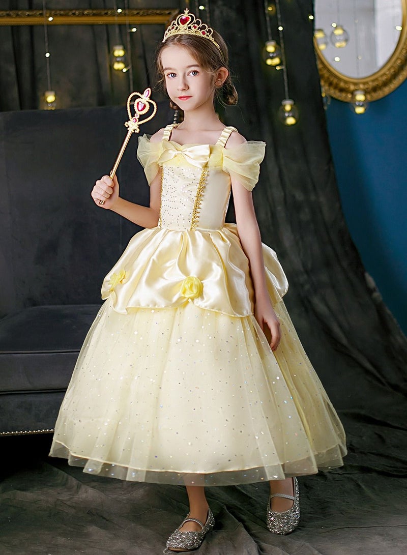 Bella Princess Dress Yellow Dress Cosplay Sweet Style Cosplay Halloween Costume Fancy Dress Daily clothing Outfit Dancewear for Girls Birthday Party Outfits - Image 2