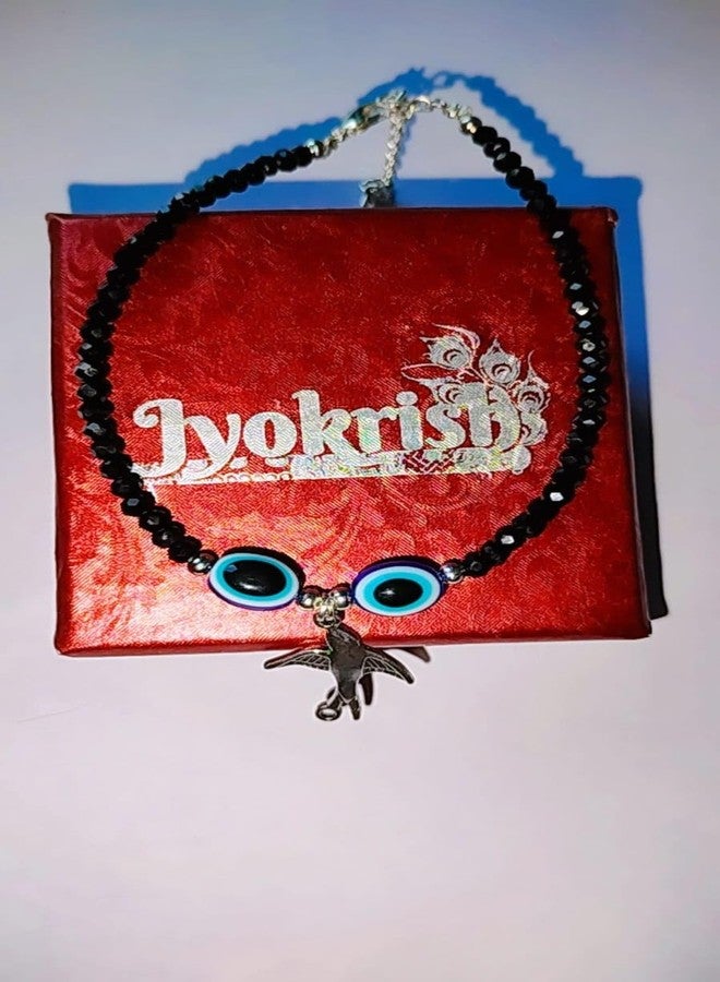 Jyokrish Handmade white Metal black Beads hanging Bird evil eye chain anklet For Women | girls | Nazariya| |Payal | Nazar Battu | Pair of 1 |free size - Image 4