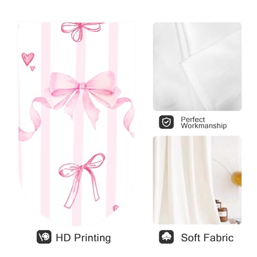 Coxila 2 Pcs Pink Bow Curtains for Girls Room 42 x 63 Inch Rod Pocket White Drapes Coquette Aesthetic Kawaii Decor for Kids Bedroom Nursery Window Treatment Preppy Princess Party Backdrop - Image 3