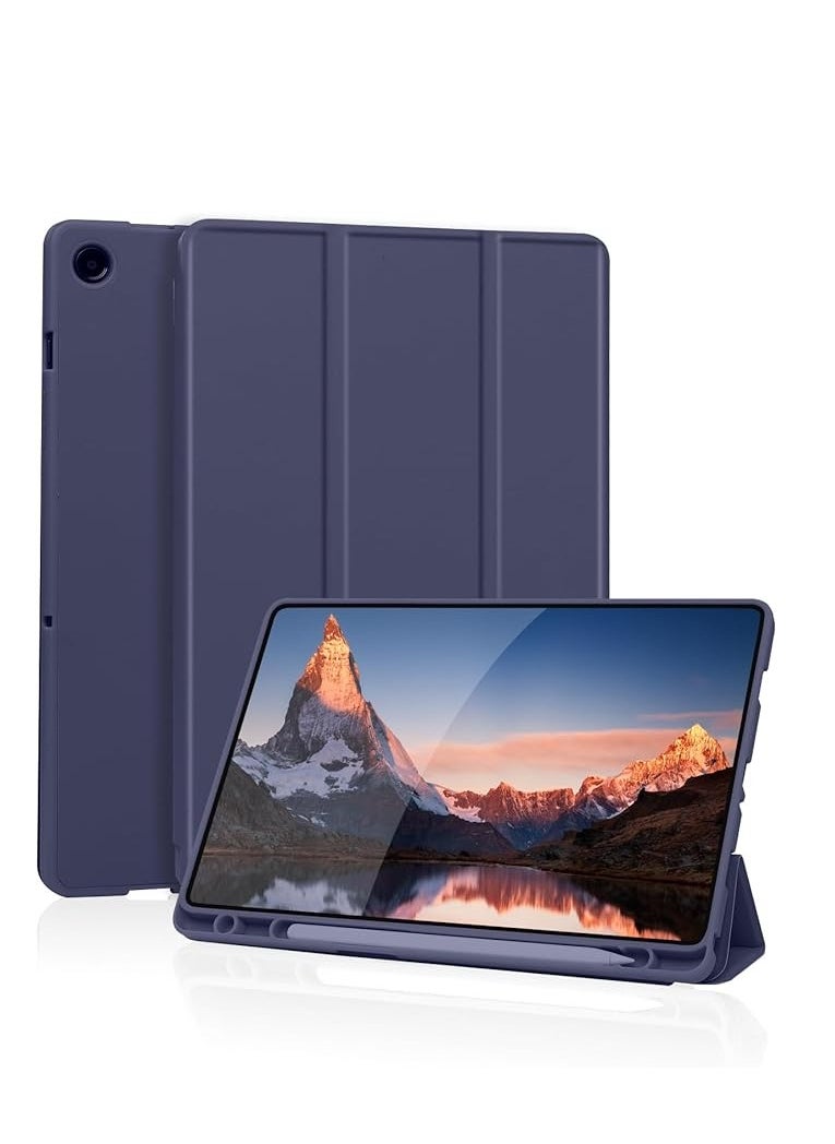Case Soft TPU Case Compatible with Samsung Tab A9 8.7 Inch 5 in 1 Multiple Viewing Angles, Pencil Holder, Auto Wake/Sleep Dark Blue 