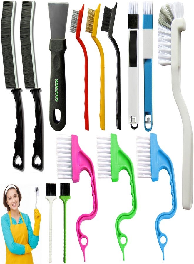 CRAFNEW 14Pcs Small Crevice Cleaning Brush Set, Groove Gap Cleaning Tool for Cleaning Kitchen,Bathroom, Corner, Sink,Door,Window Track,Cup - Image 1