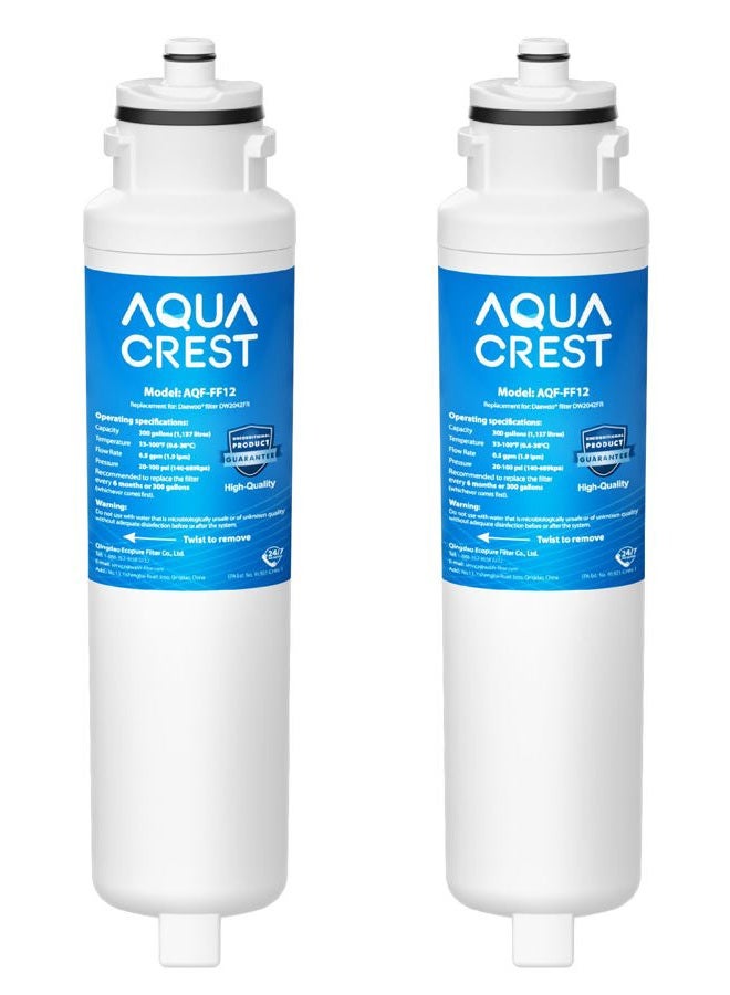 AquaCrest DW2042FR-09 Refrigerator Water Filter, Replacement for Daewoo DW2042FR, Kenmore 46-9130, DW2042FR-09, Aqua Crystal DW2042F-09, FRN-Y22D2V, FRN-Y22D2W, 2 Pack - Image 1