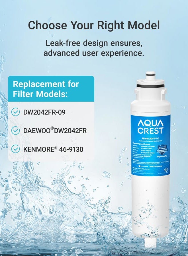 AquaCrest DW2042FR-09 Refrigerator Water Filter, Replacement for Daewoo DW2042FR, Kenmore 46-9130, DW2042FR-09, Aqua Crystal DW2042F-09, FRN-Y22D2V, FRN-Y22D2W, 2 Pack - Image 2