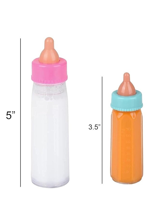 4E's Novelty 4E's Novelty 2 Pack Baby Doll Bottles Accessories, Magic Doll Disappearing Milk and Juice - Baby Doll Accessories Toys for Kids Toddlers, Great Gift Stocking Stuffers for Little Girls Ages 3 4 5 6 7  - Image 1