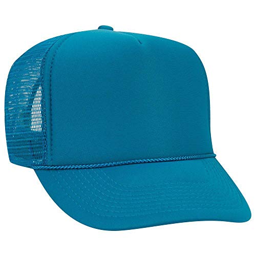 OTTO Polyester Foam Front 5 Panel High Crown Mesh Back Trucker Hat - Turquoise - Image 1