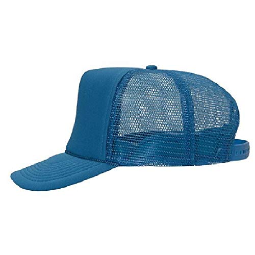 OTTO Polyester Foam Front 5 Panel High Crown Mesh Back Trucker Hat - Turquoise - Image 5