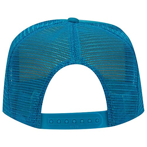 OTTO Polyester Foam Front 5 Panel High Crown Mesh Back Trucker Hat - Turquoise - Image 2