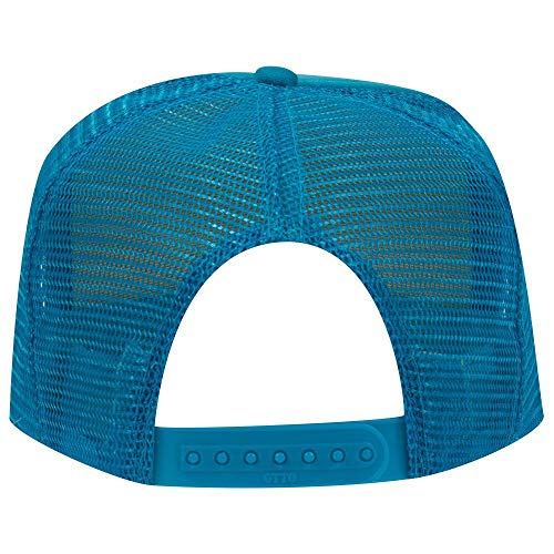 OTTO Polyester Foam Front 5 Panel High Crown Mesh Back Trucker Hat - Turquoise - Image 3