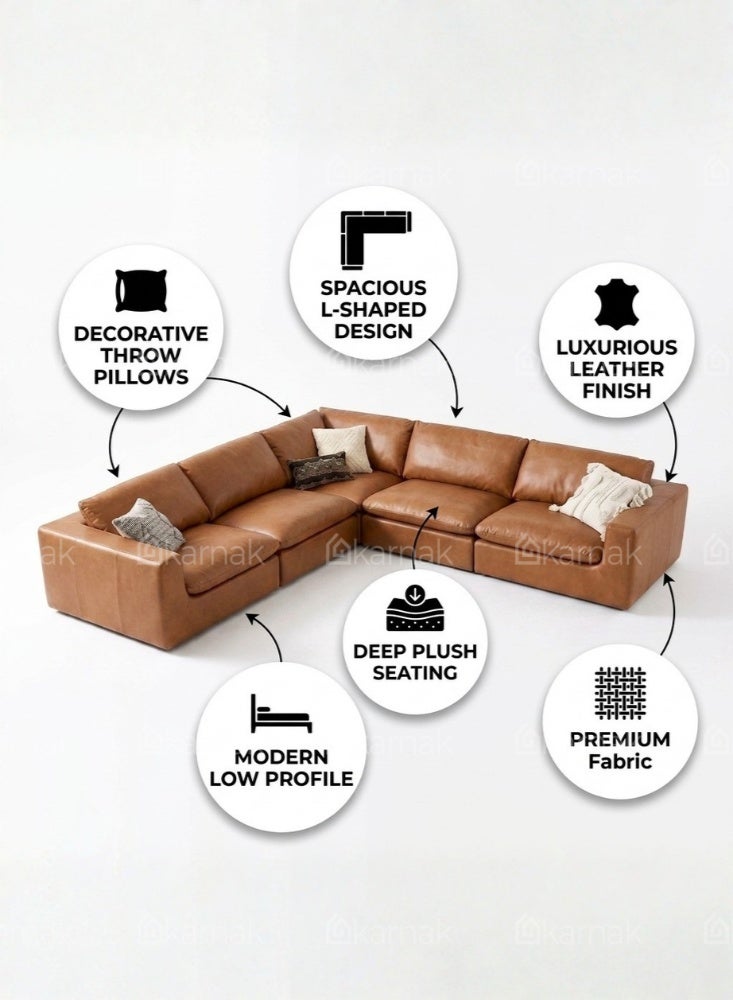 KARNAK Sectovia L-Shape Sectional Sofa Brown - Image 4