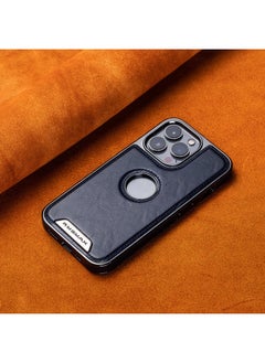 Generic High-grade Business Leather Suitable For IPhone16PRO Mobile Phone Case Leakage Label Magnetic Apple 15 Electroplating Anti-drop-Color:Dark Blue-Applicable Model:iPhone14  - Image 1