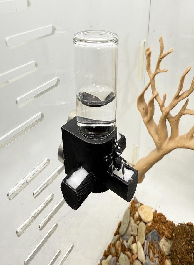 Daerky Jumping Spider Water Dispenser, Magnetic Hanging Feeder,Suitable for Jumping Spiders,Tarantulas, Praying Mantises,Arboreal Animals, and Other Small Animal Enclosure Accessories (Black, 10ML) - Image 1
