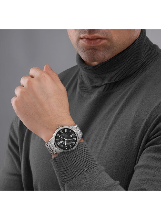 Hanowa Salvan 44mm Black Dial Stainless Steel Bracelet Watch for Men  - Image 3