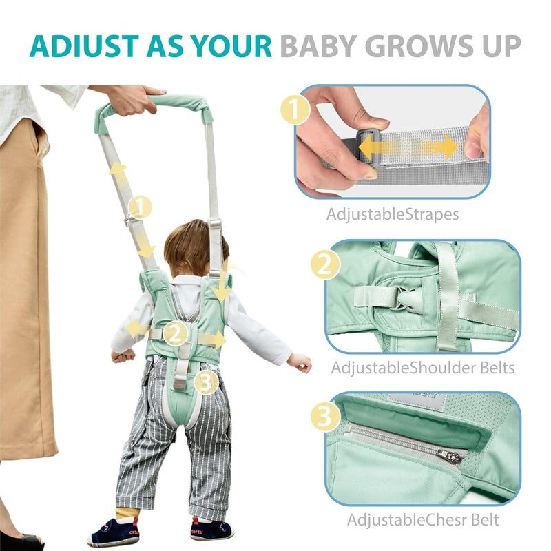 Bethbear Baby Walking Harness-Handheld Assistant Belt- Toddler Infant Walking Aid for Trainer & Support 7-24 Month Old (all-season-Green-1819) - Image 3