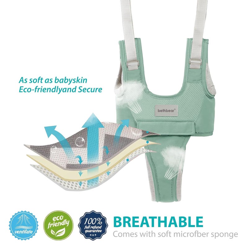 Bethbear Baby Walking Harness-Handheld Assistant Belt- Toddler Infant Walking Aid for Trainer & Support 7-24 Month Old (all-season-Green-1819) - Image 5