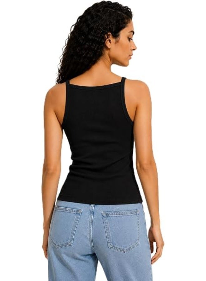 Nileton Women's Basic Ribbed Knit - Cotton Boat Neck Tank Top - Slim Fit Sleeveless Stretchy Fitted Casual Everyday Tank - Image 5