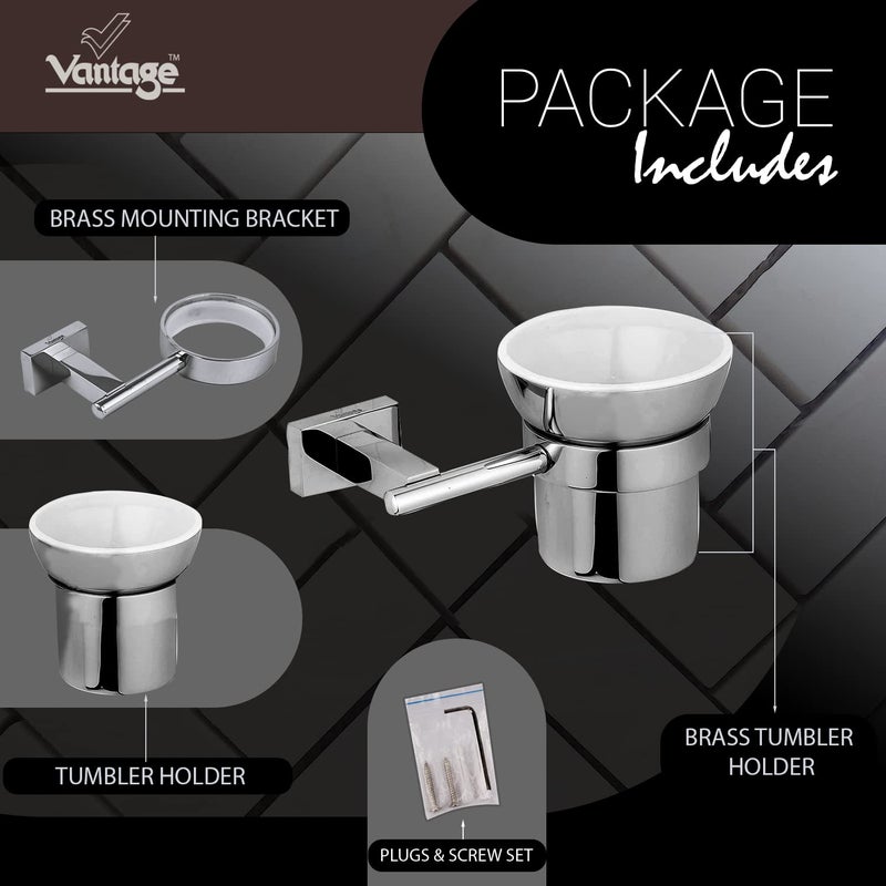 Vantage VQB20002 100 Brass Tumbler Wall Mount Holder With Corrosion Resistant Design For Bathroom Kitchen Other Settings - Image 3