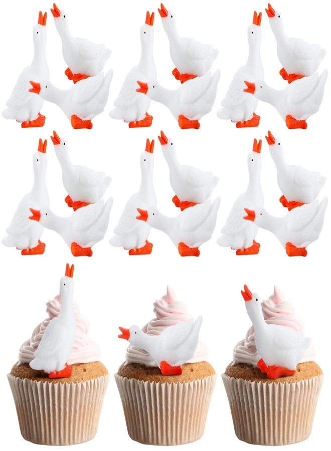SiliFine 24 Pcs Mini Silly Goose Figurines Cupcake Toppers Miniature Resin Silly Goose Birthday Decorations for Cake DIY Moss Landscape Crafts Garden Plant Pots Decor - Image 1