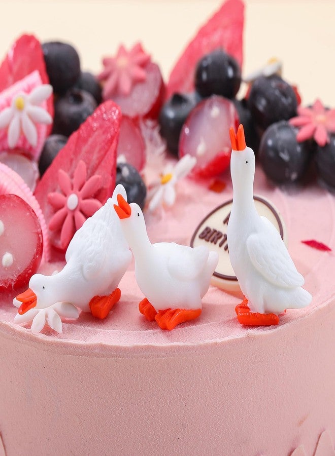 SiliFine 24 Pcs Mini Silly Goose Figurines Cupcake Toppers Miniature Resin Silly Goose Birthday Decorations for Cake DIY Moss Landscape Crafts Garden Plant Pots Decor - Image 3