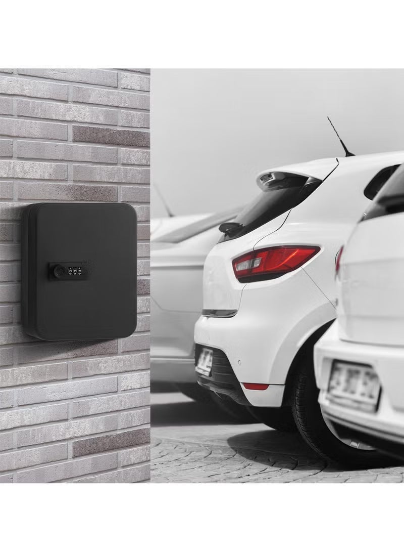 WALALLA 20-Key Digital Key Cabinet with Resettable Combination Lock - Steel Security Storage Box with Colorful Tags & Hooks, Wall Mount Key Organizer (16×8×20cm, Black) - Image 2