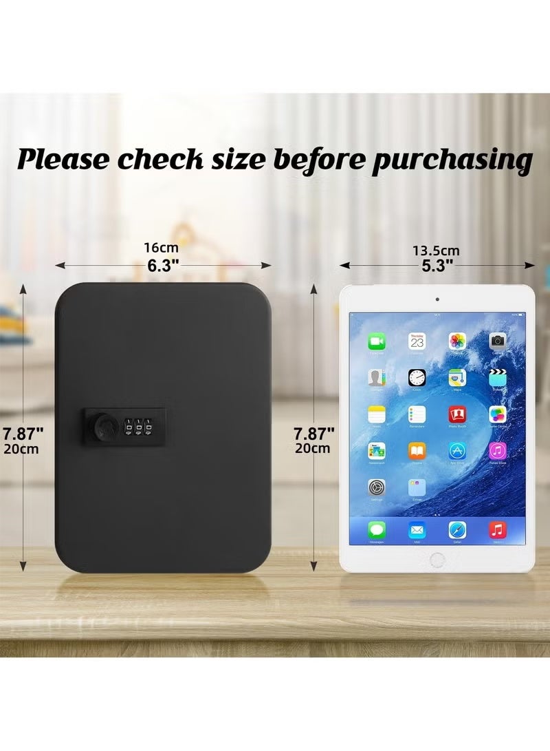 WALALLA 20-Key Digital Key Cabinet with Resettable Combination Lock - Steel Security Storage Box with Colorful Tags & Hooks, Wall Mount Key Organizer (16×8×20cm, Black) - Image 3