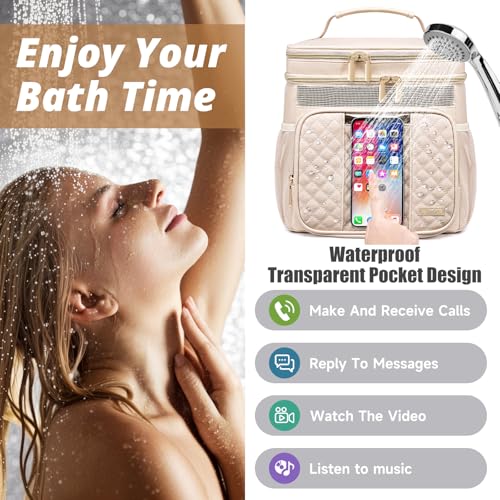 Tealari Large Leather Toiletry Bag for Women Men,Bathroom Bag,Water Resistant Portable Shower Caddy for College Dorm,Hanging Toiletry Bags for Traveling,Gym Camping Cruise Ship Travel Essentials Shower Bag - Image 3