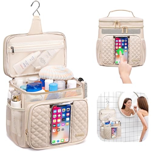 Tealari Large Leather Toiletry Bag for Women Men,Bathroom Bag,Water Resistant Portable Shower Caddy for College Dorm,Hanging Toiletry Bags for Traveling,Gym Camping Cruise Ship Travel Essentials Shower Bag - Image 2