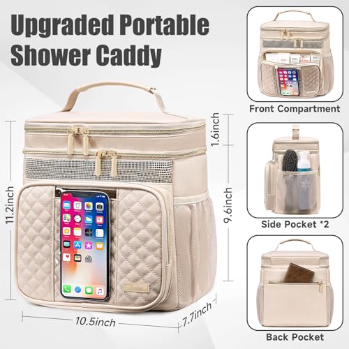Tealari Large Leather Toiletry Bag for Women Men,Bathroom Bag,Water Resistant Portable Shower Caddy for College Dorm,Hanging Toiletry Bags for Traveling,Gym Camping Cruise Ship Travel Essentials Shower Bag - Image 4