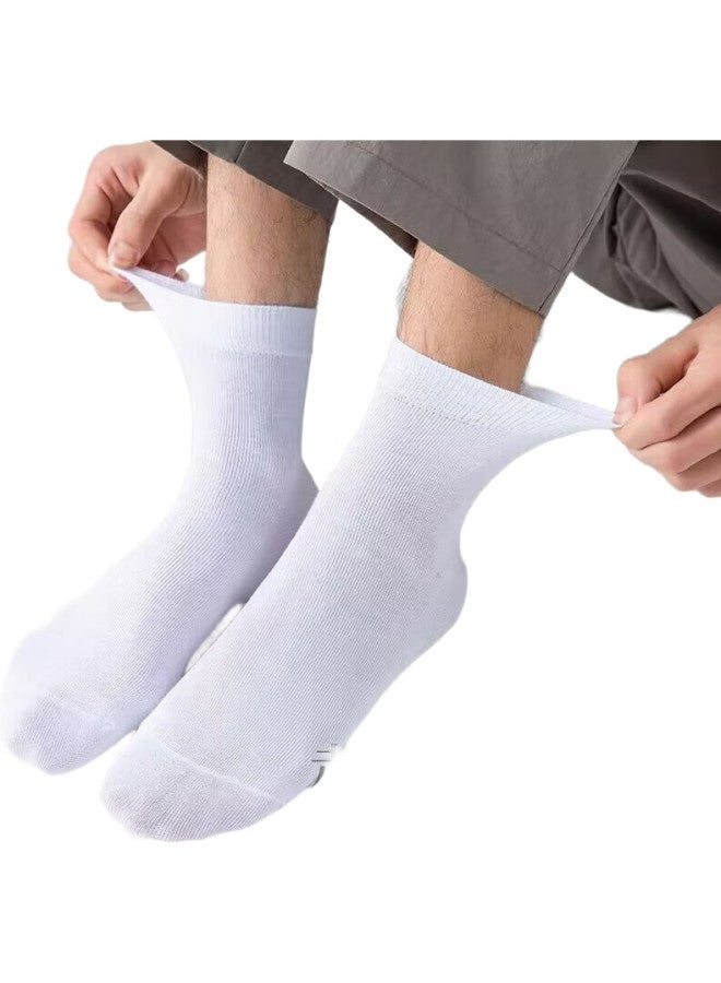 yimian Black And White Socks For Men, Mid-Calf Socks For Spring And Autumn, Men'S Socks [Solid Color Business Style], Long Tube Socks, 10 Pairs - Image 3