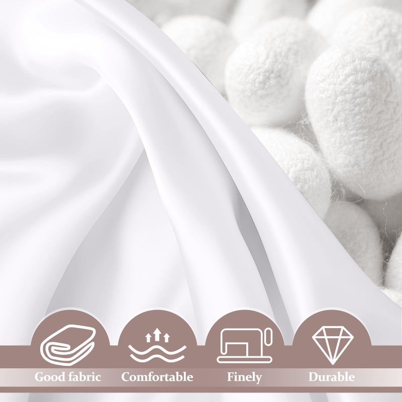 Kinself 100% Pure Silk Pillowcase for Hair and Skin, Both Sides Mulberry Silk Pillowcases with Hidden Zipper, Cooling Pillowcase 19 Momme, 600 Thread Silk Pillow Cases Standard Size, 2PCS, White - Image 3