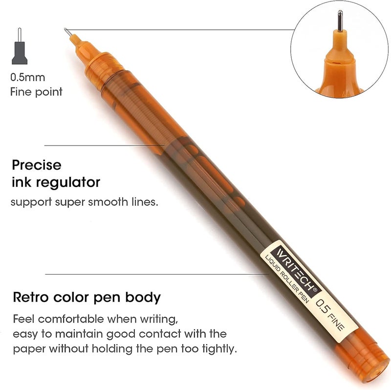 WRITECH Rolling Ball Quick Dry 0.5 mm Extra Fine Point 10 Pcs Liquid Rollerball Multicolor (Multicolor) - Image 2