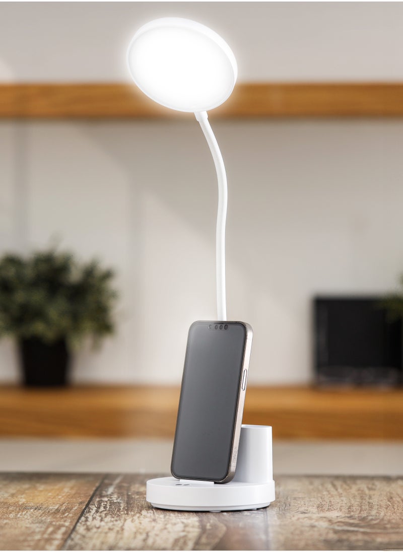 GEEPAS - Geepas Rechargeable Reading Lamp | Table Light with Phone Holder | Perfect for Studying, Working, Travelling, Used at Home and Office| Lithium Battery- 15 Hours Time | 2 Years Warranty GDL53040 - Image 1