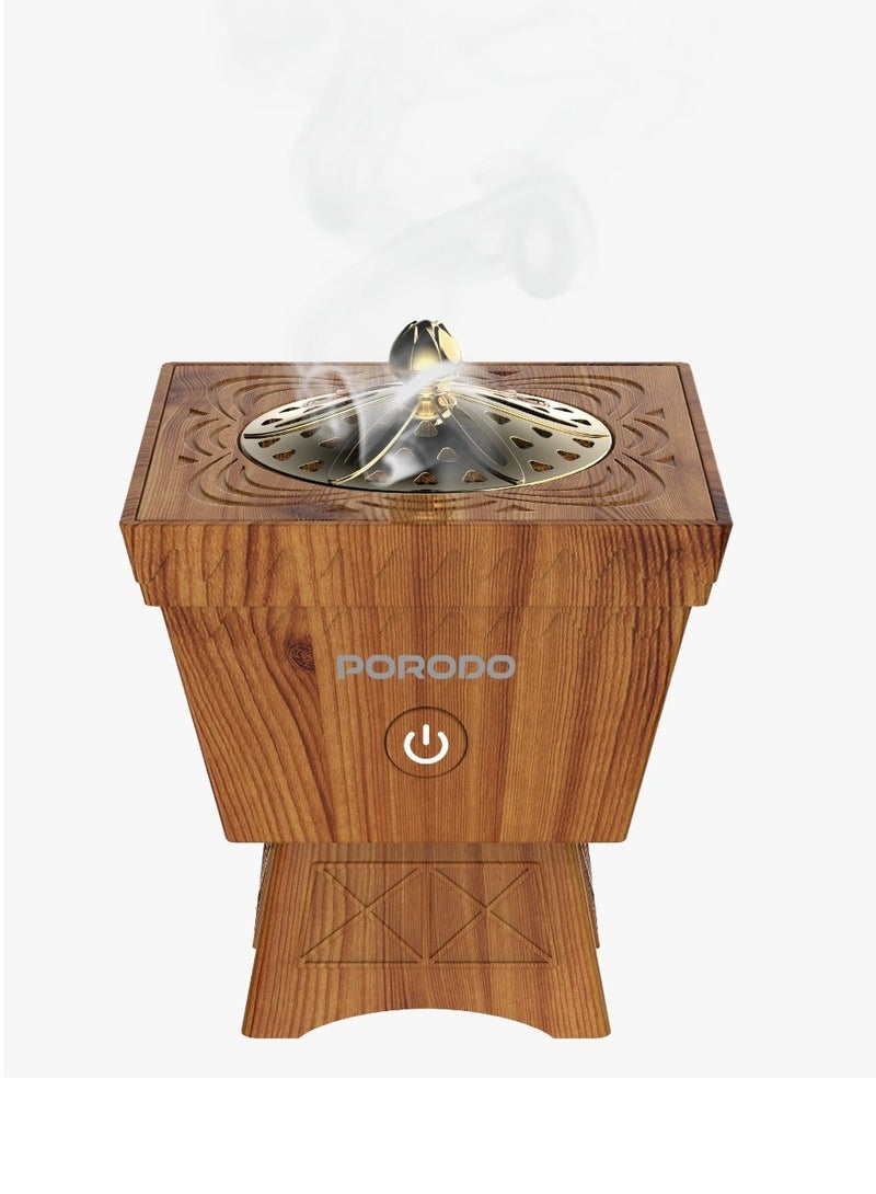 بورودو مبخرة بخور محمولة كلاسيكية من لايف ستايل بلمسة نهائية خشبية / شحن من النوع C / تسخين سريع / جلسة احتراق كاملة / بخور على الطراز الكلاسيكي / ميزة أمان الإيقاف التلقائي / تشغيل هادئ للغاية / 17 جلسة بخور كاملة لكل شحنة كاملة - لون بني بحبيبات خشبية - Image 1