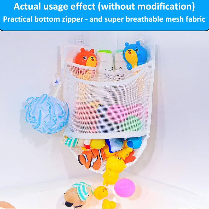 KPH Bath Toy Organizer, Large Capacity Corner Hanging with Mesh bath toy storage, Quick Drying - Image 3