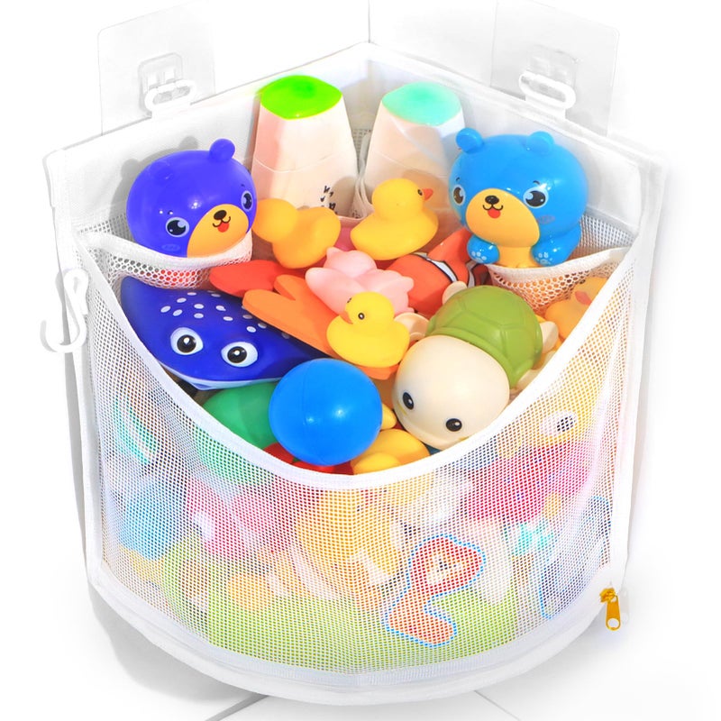 KPH Bath Toy Organizer, Large Capacity Corner Hanging with Mesh bath toy storage, Quick Drying - Image 1