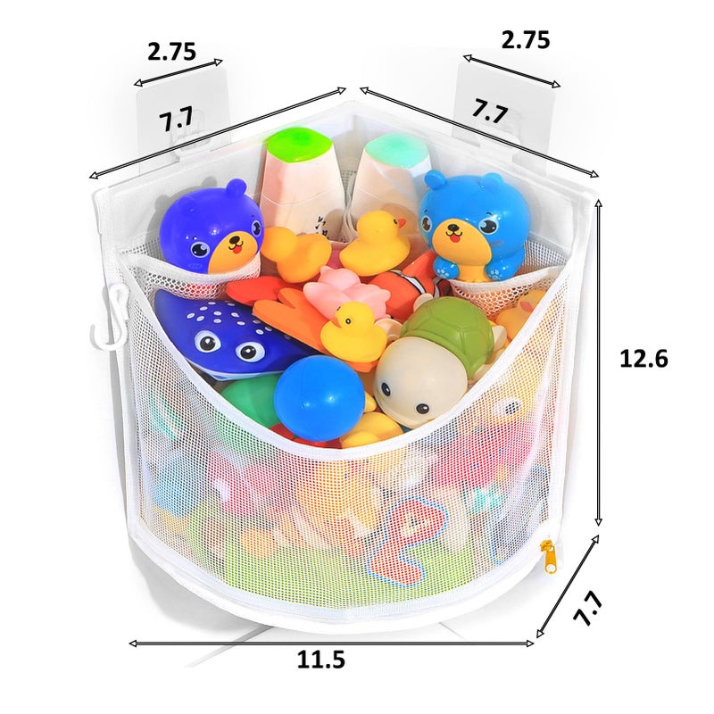 KPH Bath Toy Organizer, Large Capacity Corner Hanging with Mesh bath toy storage, Quick Drying - Image 5