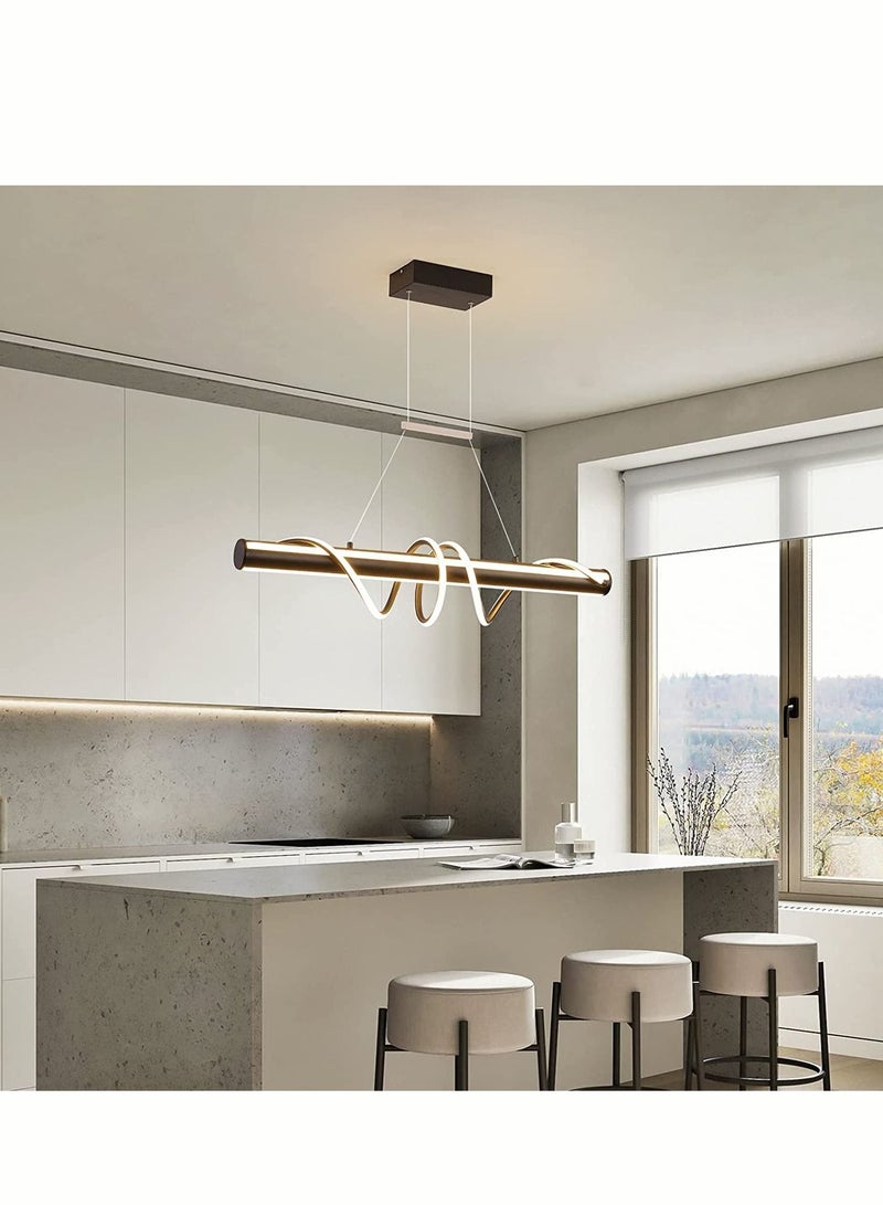 Haikomin Modern Chandelier 55w Adjustable Led Remote Control Linear Kitchen Light Wave Chandelier - Image 2