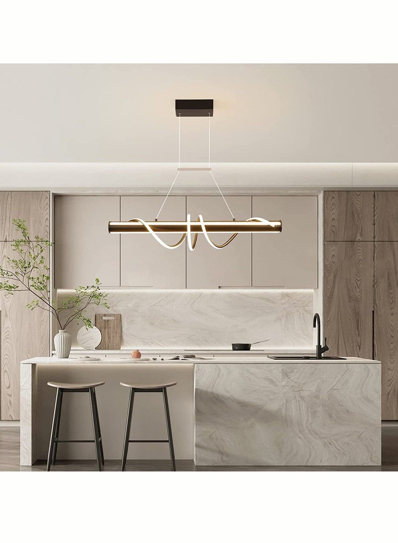 Haikomin Modern Chandelier 55w Adjustable Led Remote Control Linear Kitchen Light Wave Chandelier - Image 3