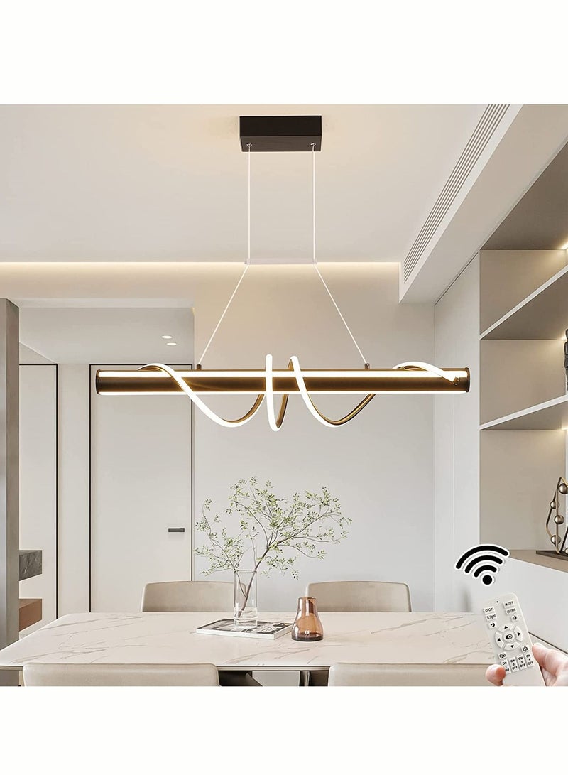 Haikomin Modern Chandelier 55w Adjustable Led Remote Control Linear Kitchen Light Wave Chandelier - Image 1
