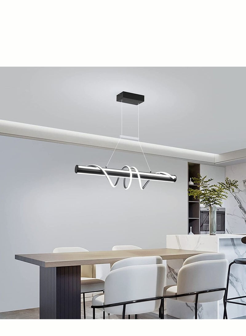 Haikomin Modern Chandelier 55w Adjustable Led Remote Control Linear Kitchen Light Wave Chandelier - Image 4
