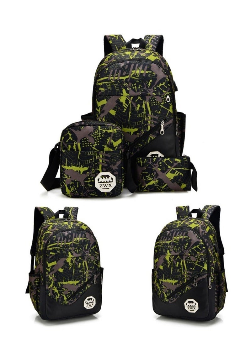 ZWX 4-Piece Back To School USB Student Backpack And Large Lunchbox With Spoon - Image 2