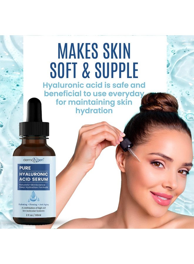 dermaxgen Hyaluronic Acid Serum For Face & Eyes For Antiaging Moisturizing Antioxidant & Wrinkle Treatment. Best Hydrating Pure Facial Serum For Fine Lines Suitable For All Skin Type. (2 Fl Oz) - Image 5