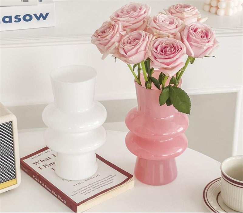 JSPYFITS Modern Glass Vases  7.87"" Tall Four-Layer Glass Vase Bubble Flower Vases Decorative for Home D?cor  Decorative White Glass Table Vase for Wedding Housewarming Gift - Image 3