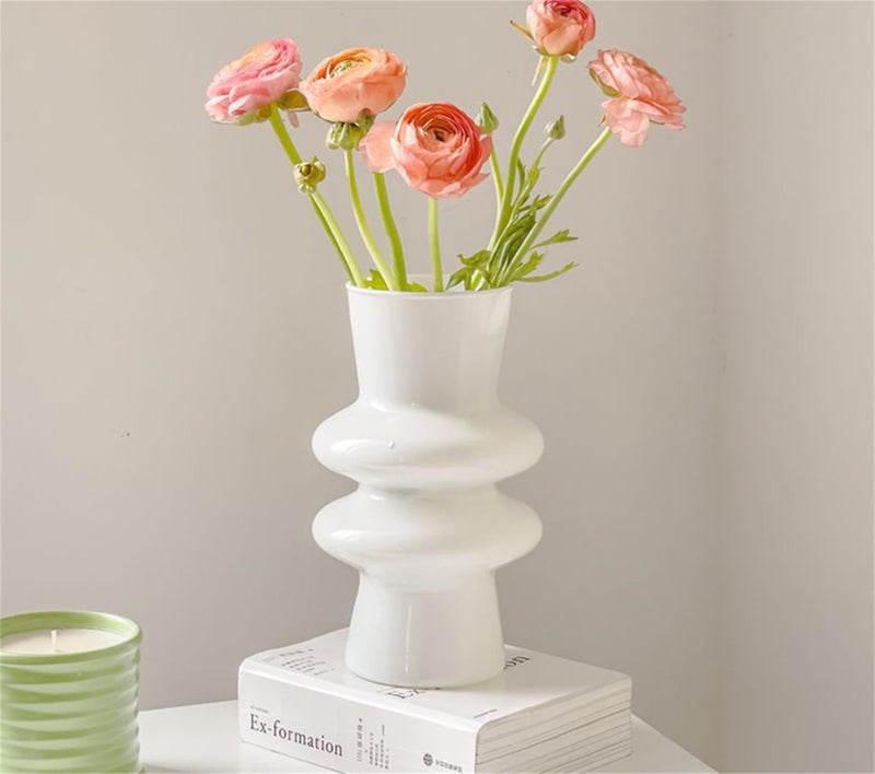 JSPYFITS Modern Glass Vases  7.87"" Tall Four-Layer Glass Vase Bubble Flower Vases Decorative for Home D?cor  Decorative White Glass Table Vase for Wedding Housewarming Gift - Image 1