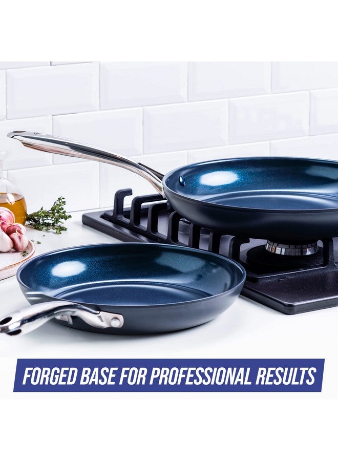 Blue Diamond Cookware 10" and 12" Skillet Frying Pan Set, Hard Anodized Healthy Ceramic Nonstick PFAS & PFOA-Free, Dishwasher & Oven Safe, Even Heating, Metal Utensil Safe, Warp Control, Grey - Image 3