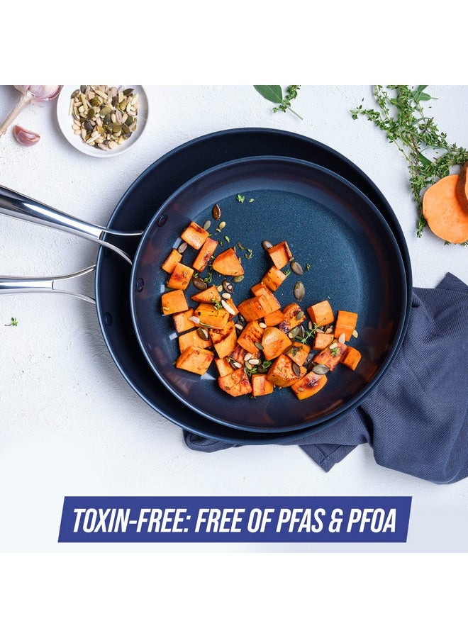 Blue Diamond Cookware 10" and 12" Skillet Frying Pan Set, Hard Anodized Healthy Ceramic Nonstick PFAS & PFOA-Free, Dishwasher & Oven Safe, Even Heating, Metal Utensil Safe, Warp Control, Grey - Image 4