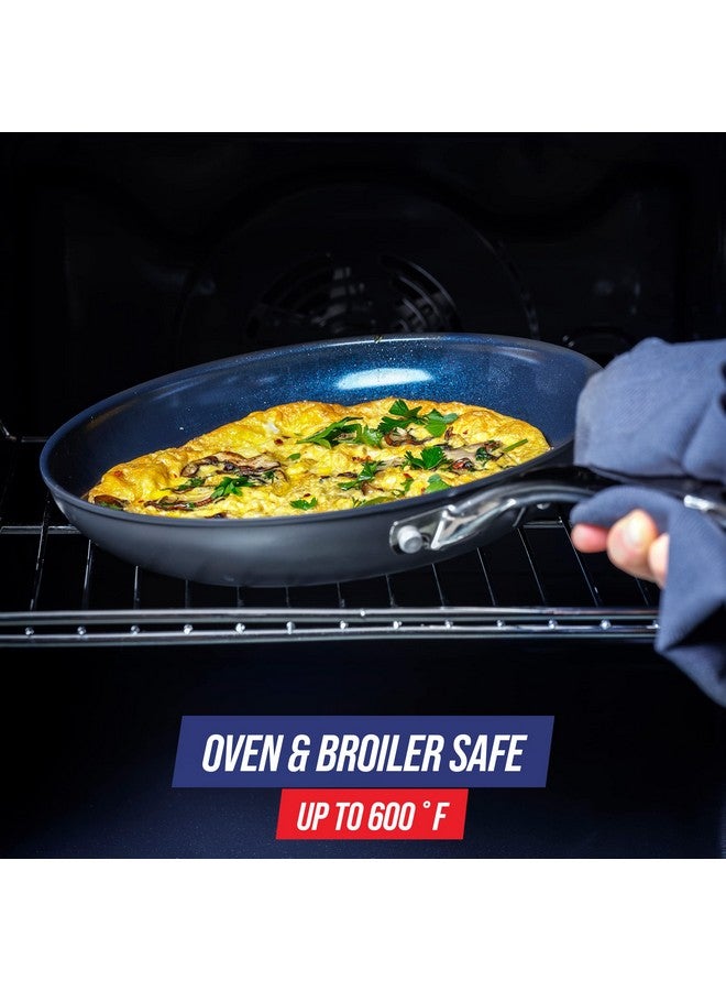 Blue Diamond Cookware 10" and 12" Skillet Frying Pan Set, Hard Anodized Healthy Ceramic Nonstick PFAS & PFOA-Free, Dishwasher & Oven Safe, Even Heating, Metal Utensil Safe, Warp Control, Grey - Image 5