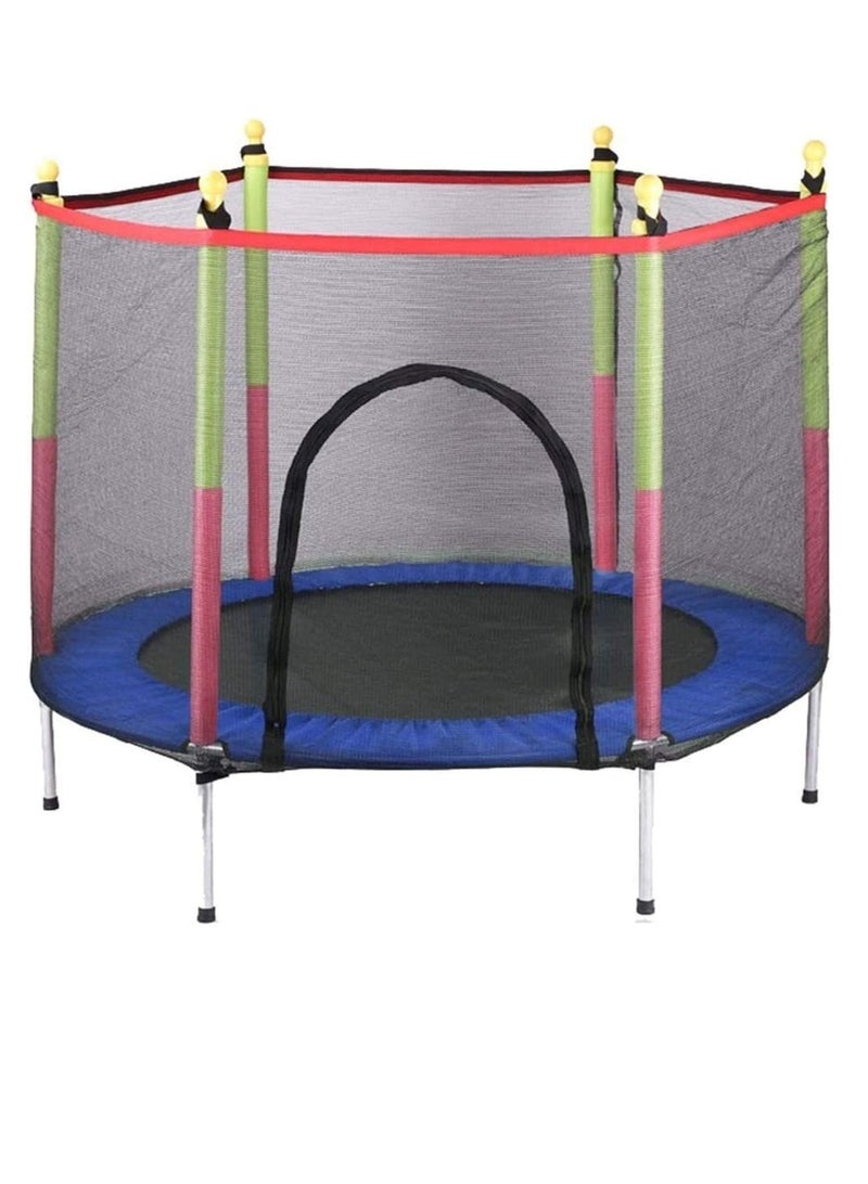 ترامبولين للأطفال مع شبكة الحماية و فتحة الدخول - ازرق - 140 - Image 1