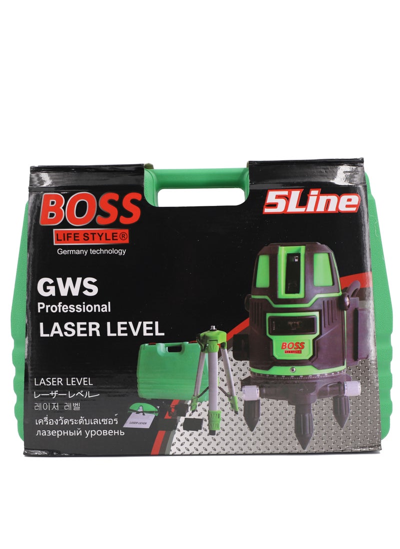 BOSS LIFE STYLE - Laser level 5 Lines Green Light Professional Cross Marking Meter Self-Leveling Horizontal Vertical Laser Ruler Spirit Level 5 Lines - Image 1