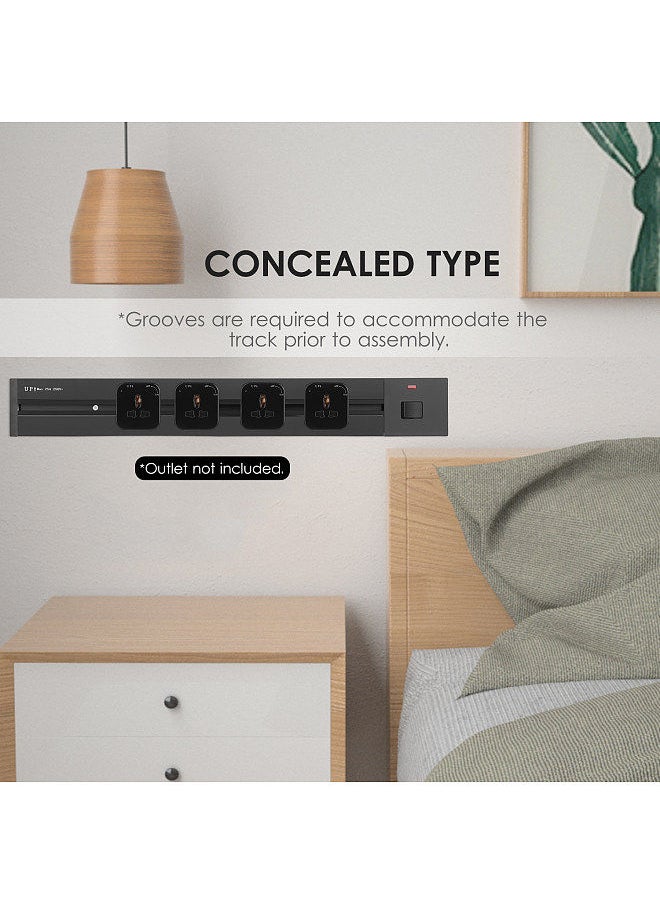 Generic - Electrical Outlet Track Wall Concealed Power Outlet Track 60cm Aluminum Alloy Kitchen Sockets Track Wall Outlet Extension Sliding Rail Works - Image 1